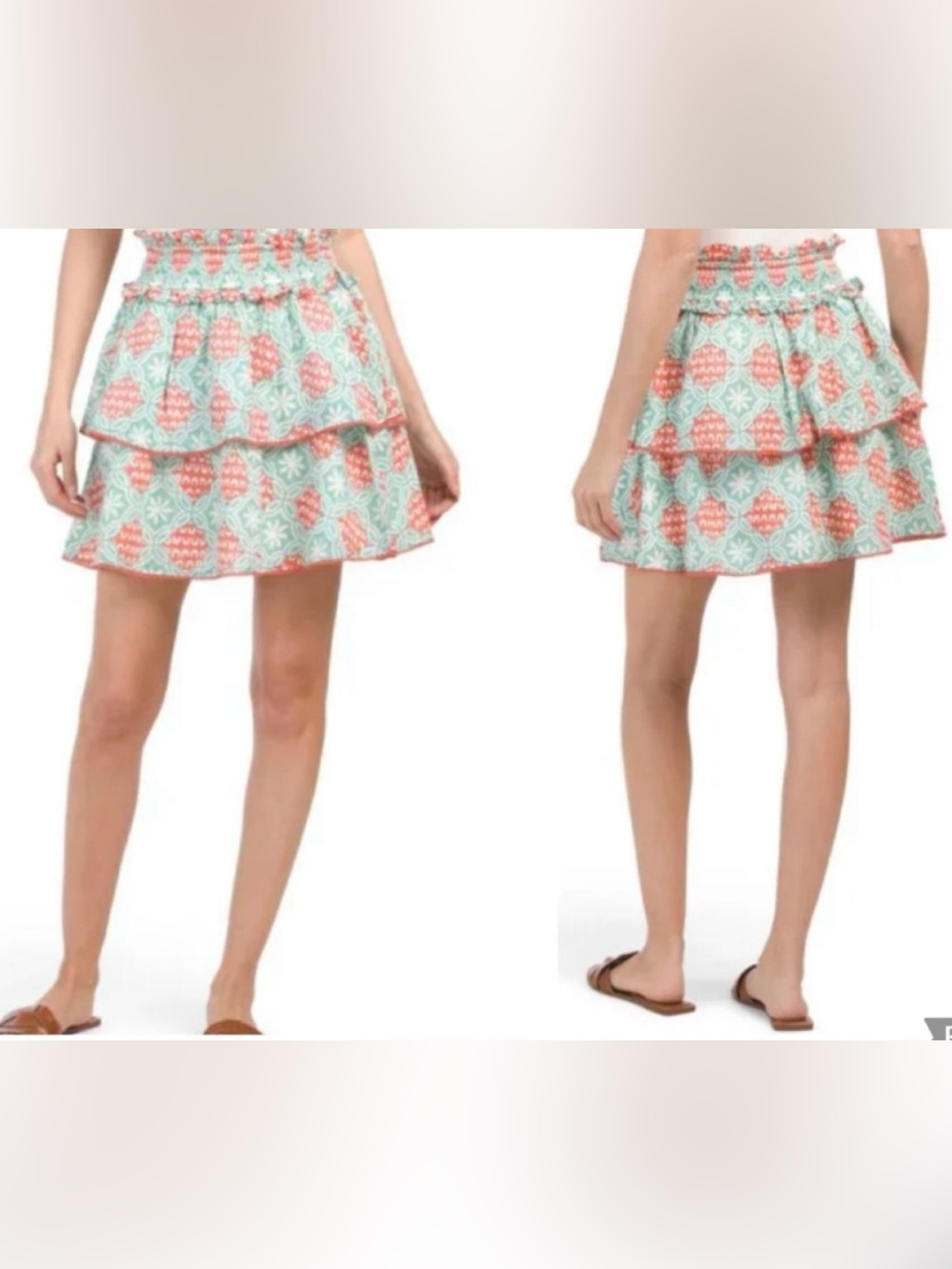 Marea Cotton Smocked Tiered Mini Skirt